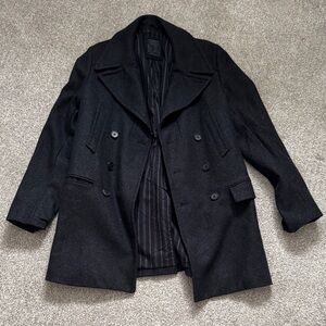 All Saints Classic Black Pea Coat